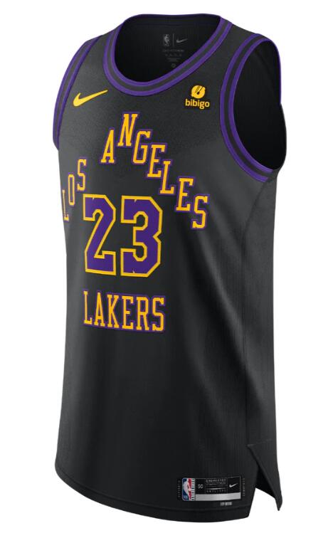Men Los Angeles Lakers #23 LeBron James Nike Black City Edition 2024 Swingman NBA Jersey->->NBA Jersey